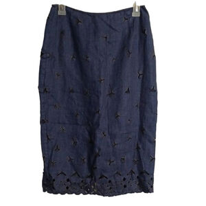 Lafayette 148 Women's Laser Cut Linen Pencil Skirt S